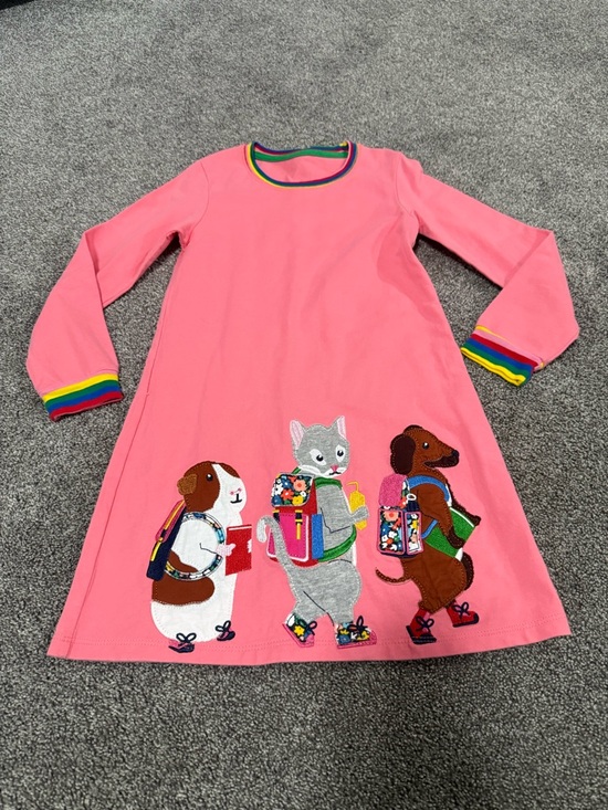 Fauxden Animal School Theme Appliqué Dress Sz 6-7 - Picture 2 of 5